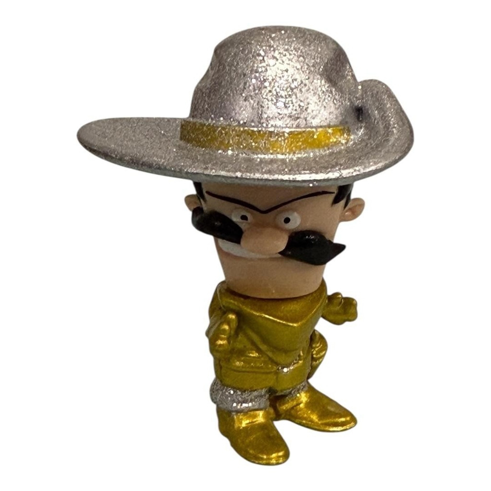 Bonkers Toys Gold Cowboy Villain Mustache Mini Action Figure Glitter Silver Hat